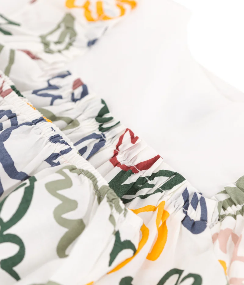 Petit Bateau Babies' short-sleeved dress with poplin bloomers