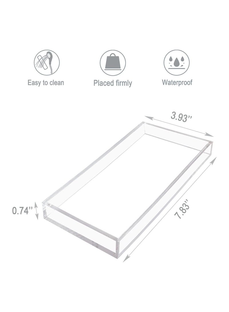 TPGP Compact Vanity Tray Acrylic Bathroom Kitchen Counter Dish Handmade Jewelry Tray Sturdy Organizer for Cup, Sponge, Soap, Plant - Clear - Image 2