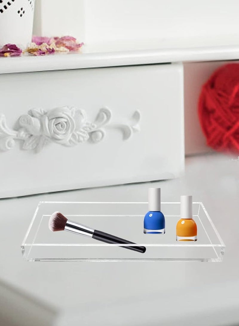 TPGP Compact Vanity Tray Acrylic Bathroom Kitchen Counter Dish Handmade Jewelry Tray Sturdy Organizer for Cup, Sponge, Soap, Plant - Clear - Image 5