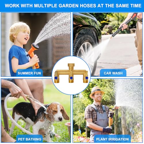 BACASIN Brass Garden Hose Splitter, 3 Way Hose Splitter, Outdoor Hose Splitter, GHT 3/4 In. Female Inlet And 3 Way 3/4 In, (Increase Flow Style) - Image 3