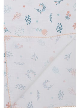 Breeze Newborn Baby Muslin Blanket Spring Themed Floral Pattern Ecru  - Image 2