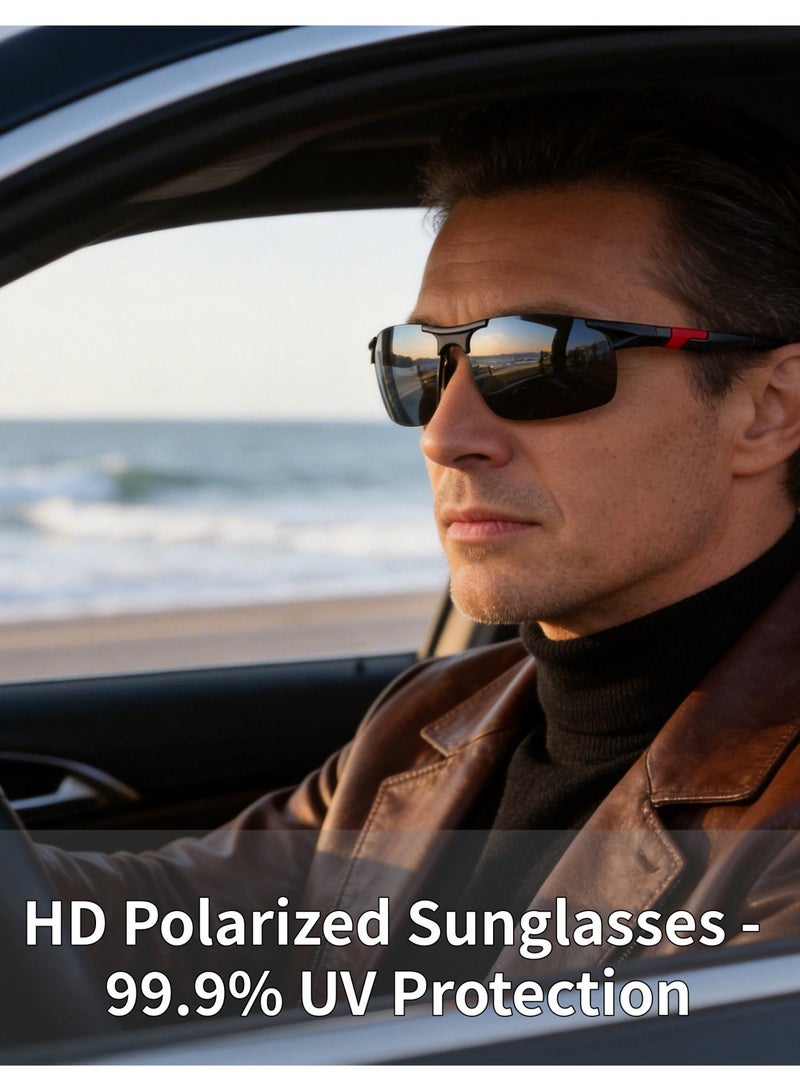 PUKCLAR Mens Sunglasses Polarized Driving Sports Sunglasses Al-Mg Metal Frame Cycling Fishing Golf Goggles - Image 3