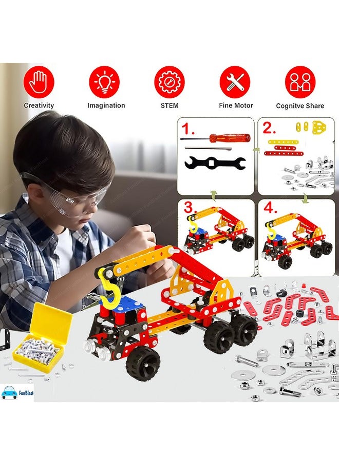 FunBlast FunBlast DIY STEM Toys for Kids - Tow Truck Building Vehicle Play Set, Educational Blocks Building Toys for Kids, Boys, Car Assembly Toys for Kids with Screwdriver (170 Pieces)  - Image 4
