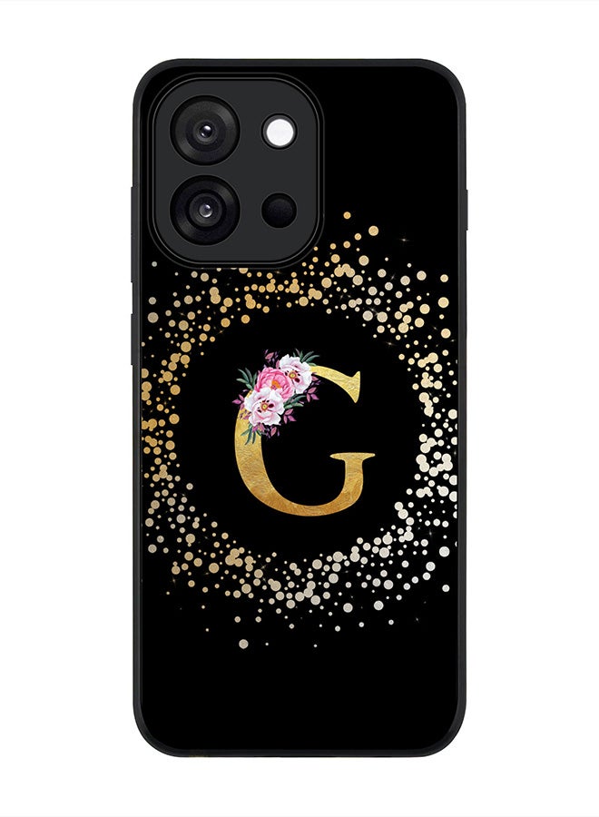 For OnePlus 13s / 13T Case,Slim fit Camera Protection, Shockproof Thin Phone cover  - Custom Monogram Floral - G ( Black )