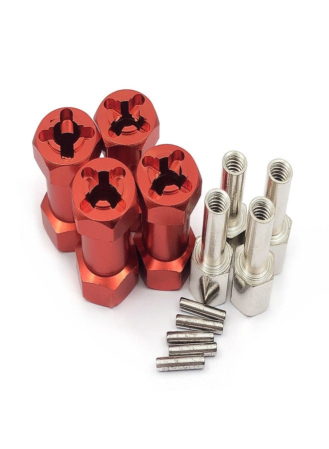 FainWan فاين وان 4 عبوات 12 مم محور عجلة سداسي 20 مم موصل تمديد موحد أطول لسيارة 1/10 RC كراولر SCX10 D90 (أحمر) - Image 3