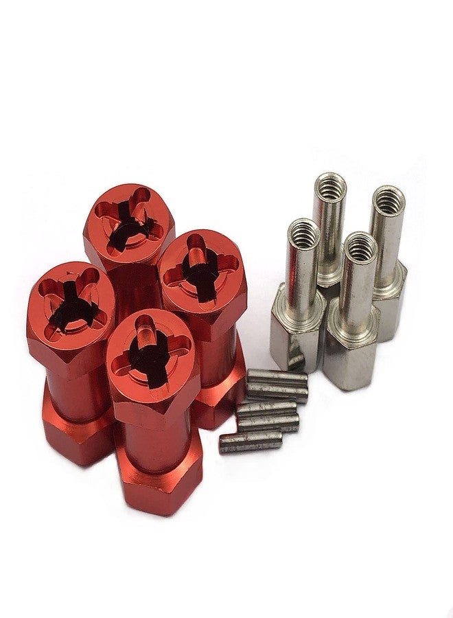 FainWan فاين وان 4 عبوات 12 مم محور عجلة سداسي 20 مم موصل تمديد موحد أطول لسيارة 1/10 RC كراولر SCX10 D90 (أحمر) - Image 2
