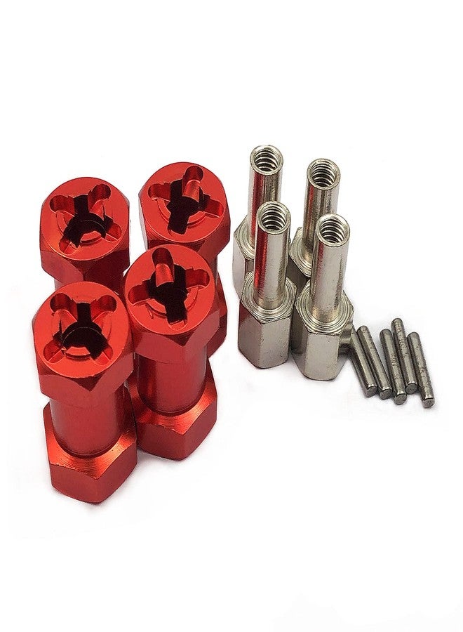 FainWan فاين وان 4 عبوات 12 مم محور عجلة سداسي 20 مم موصل تمديد موحد أطول لسيارة 1/10 RC كراولر SCX10 D90 (أحمر) - Image 1