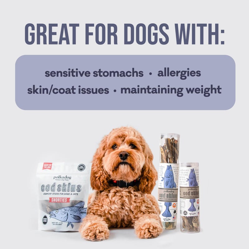 Polkadog Cod Skins Dog Treat - Lean Protein, Made in USA, Single-Ingredient, Grain & Gluten Free, for All Breeds - Crunchy Fish Skin Treat for Teeth Health, 4.7oz Regular - Image 5