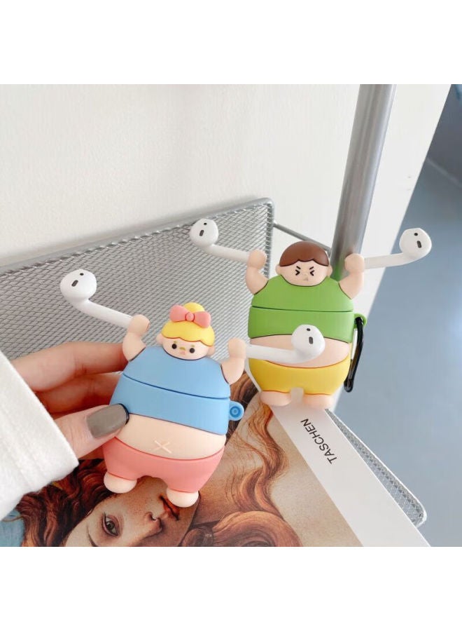 Beiyipin Weightlifting Chubby Airpods Protective Case, Apple Bluetooth Earphone Cover, Soft Shell For Airpods 1/2/3 Generation Couples' Earphones - Image 2