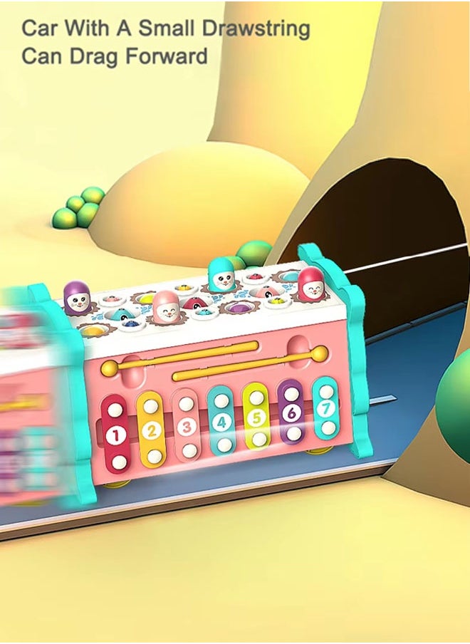 Hammering Toys Hammering Pounding Toys 8-In-1 Pounding Toys For Toddlers Hammering Montessori Toys Activity Cube Baby Toys Pull Along Bus Whack-A-Mole Fishing, Xylophone & More, Shape Sorting, Interactive & Educational Play Educational Toy For Boys And Girls  - Image 4
