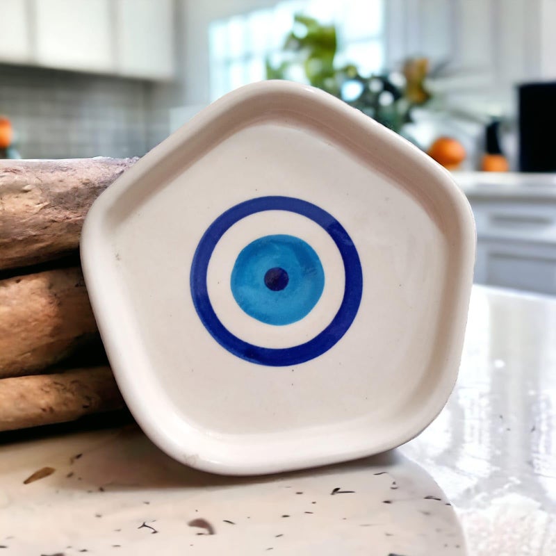 MALAIKAH Ceramic Evil Eye Print Platter Pack of 6, Valentines Gift for Lover, Gifts for Boyfriend, Girlfriend, Valentine’s Day Gift | Serving Platters| Platter for Snacks| Pack of 6 - Image 4
