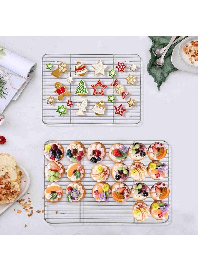 TeamFar Cooling Rack Set Of 4 Roasting Baking Racks Stainless Steel For Baking Sheet Toaster Oven Pan Healthy & Rust Free Mirror Finish & Dishwasher Safe - Image 4