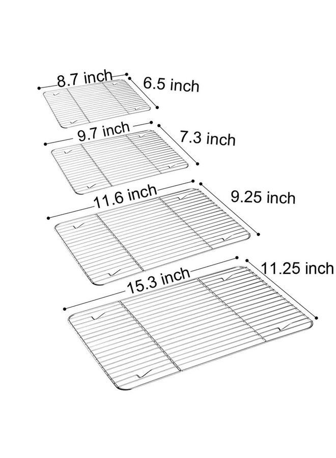 TeamFar Cooling Rack Set Of 4 Roasting Baking Racks Stainless Steel For Baking Sheet Toaster Oven Pan Healthy & Rust Free Mirror Finish & Dishwasher Safe - Image 3