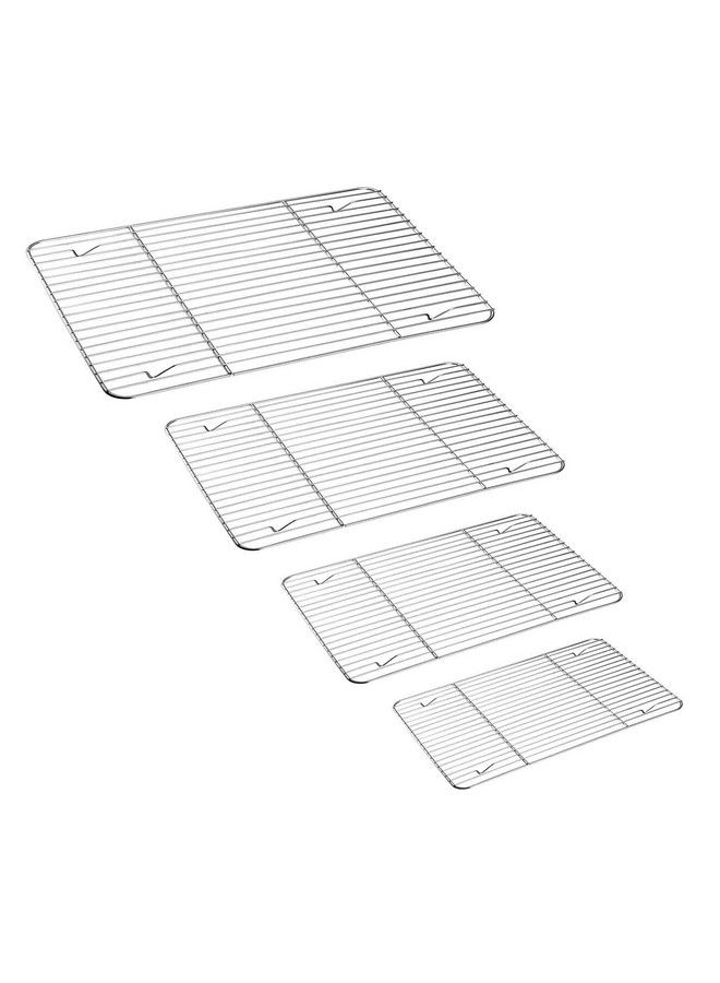 TeamFar Cooling Rack Set Of 4 Roasting Baking Racks Stainless Steel For Baking Sheet Toaster Oven Pan Healthy & Rust Free Mirror Finish & Dishwasher Safe - Image 2