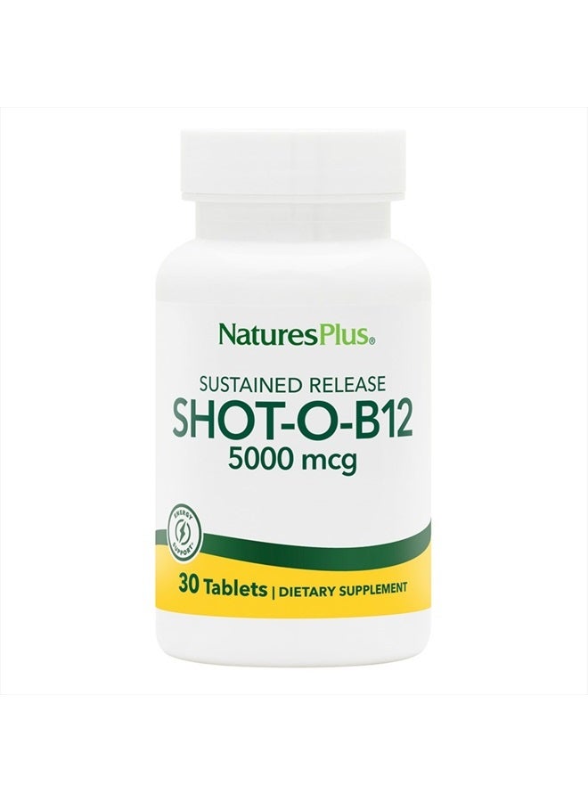 Natures Plus NaturesPlus Shot-O-B12 (Methylcobalamin, Sustained Release - 5000 mcg, 30 Vegetarian Tablets - High Potency, Fast Acting B12 Supplement - Memory & Energy Booster- Gluten-Free - 30 Servings - Image 1