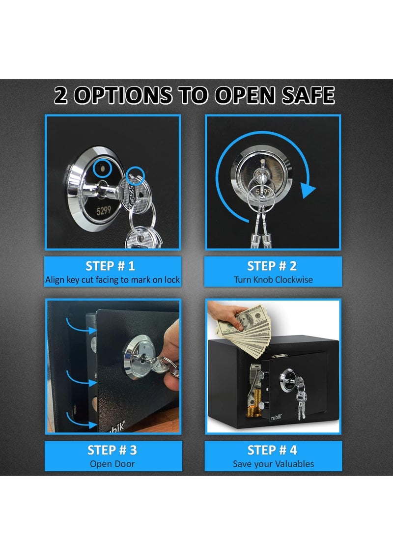 Rubik Mini Safe Box with Key Lock For Home Office Hotel Jewelry Passport Watches Cash Storage (Size 23x17x17cm) White - Image 2