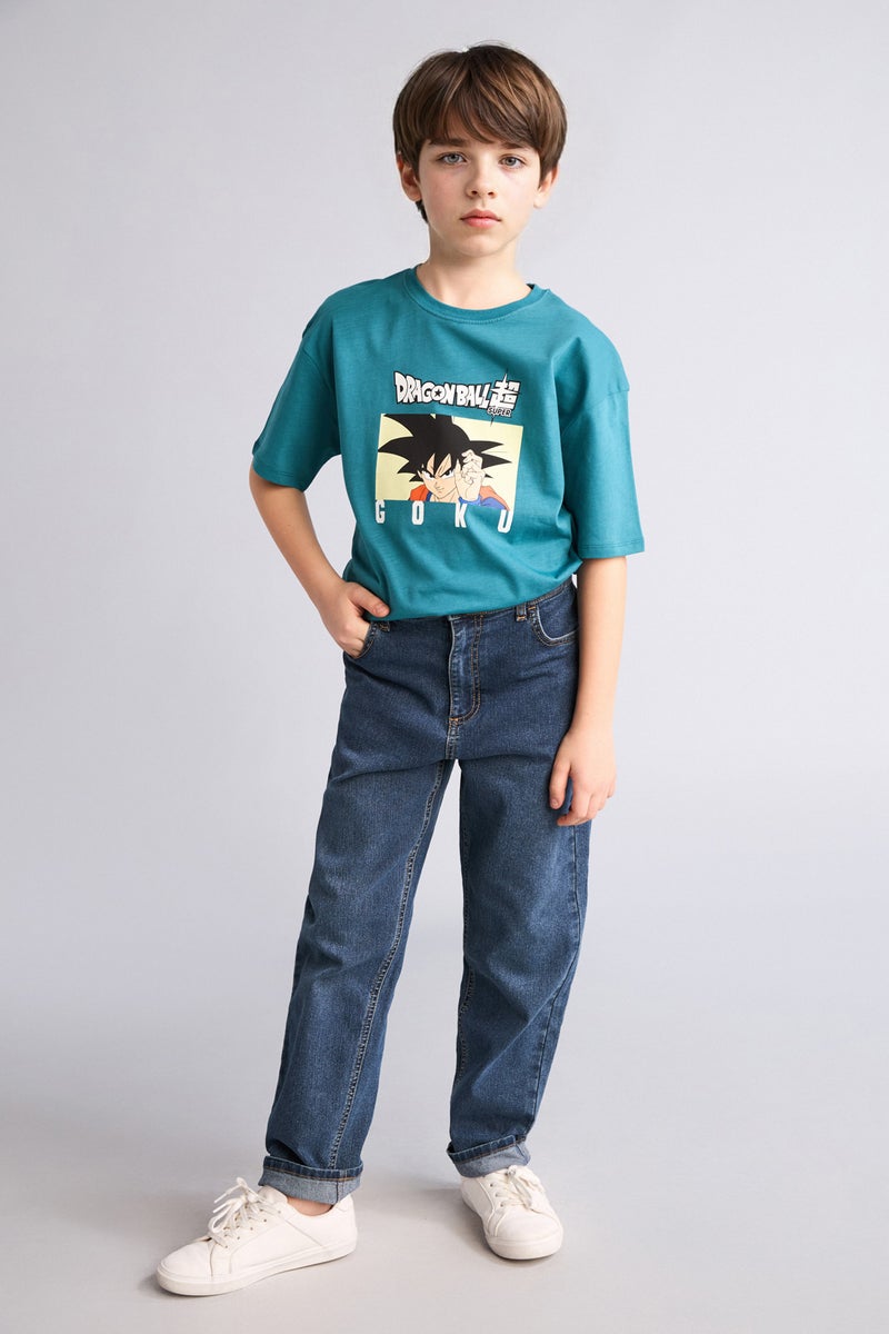 DeFacto Green Boy Boy Dragon Ball Oversize Short Sleeve T-Shirt Casual - Image 2