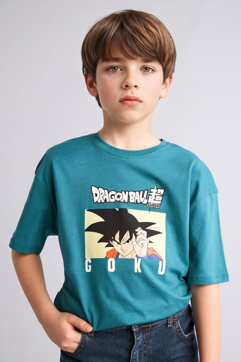 DeFacto Green Boy Boy Dragon Ball Oversize Short Sleeve T-Shirt Casual - Image 3