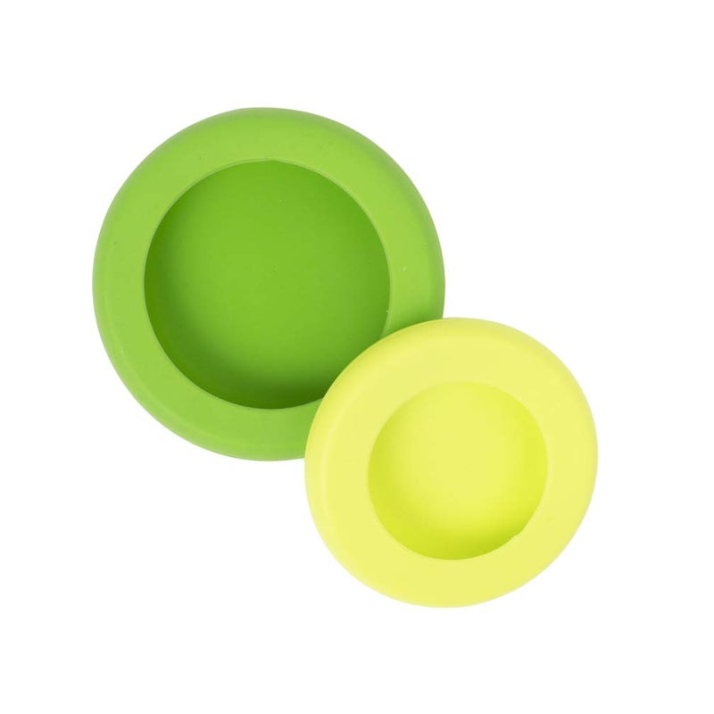 Food Huggers Set of 2 Reusable Silicone Food Savers - Small Sizes - Patented Product - Green and Yellow - Image 4