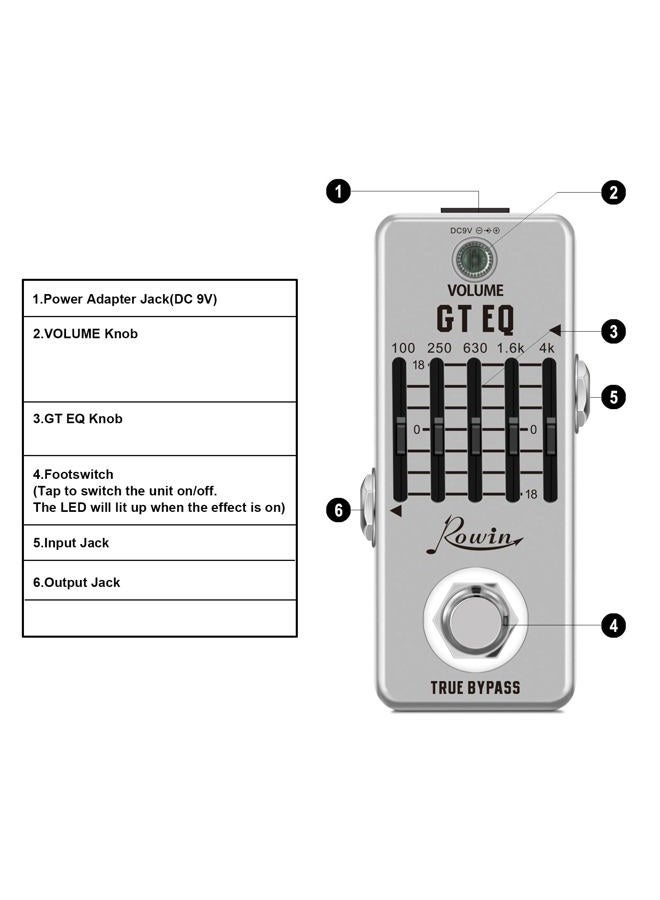 Rowin Guitar Equalize Effect Pedal EQ Add or Take Away Specific Bands Tune Parameters of Sound - Image 2