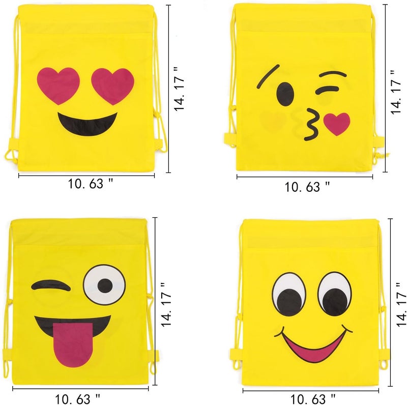 Konsait Konsait Emoticon Bags for Emoticon Party Supplies12 Pack Emoticon Drawstring Backpack Shoulder Bag Bulk for Kids Birthday Emoticon Party Gift  - Image 2