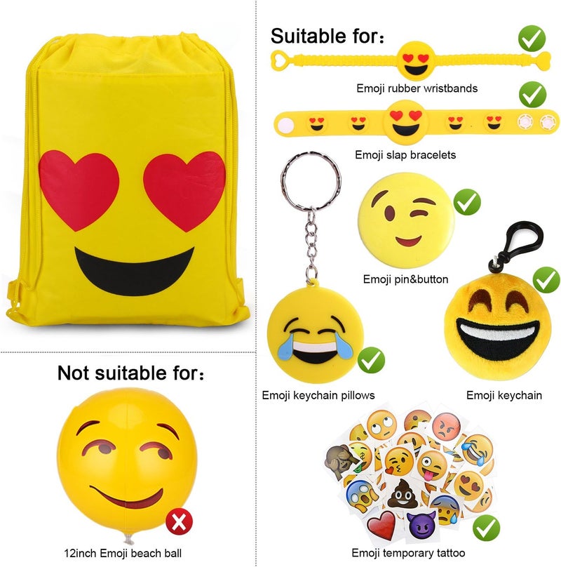 Konsait Konsait Emoticon Bags for Emoticon Party Supplies12 Pack Emoticon Drawstring Backpack Shoulder Bag Bulk for Kids Birthday Emoticon Party Gift  - Image 4