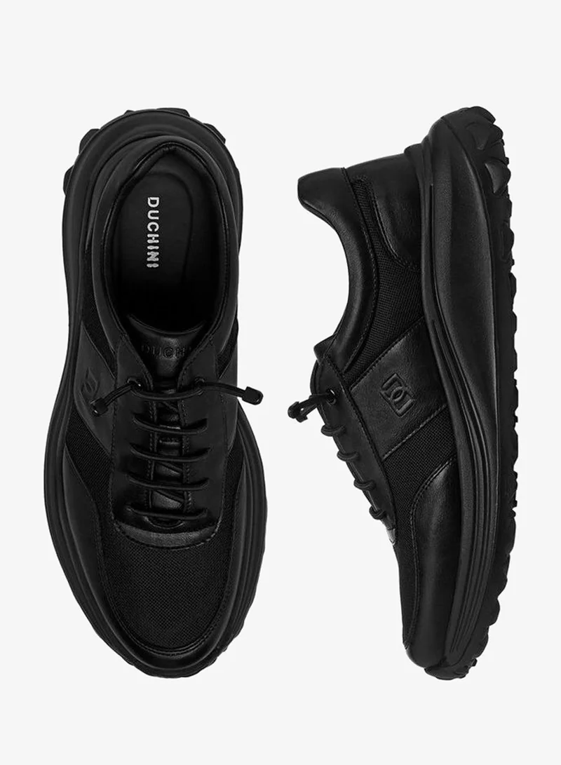 DUCHINI BLACK Men's Panelled Lace-Up Sneakers for Men | Best Price UAE