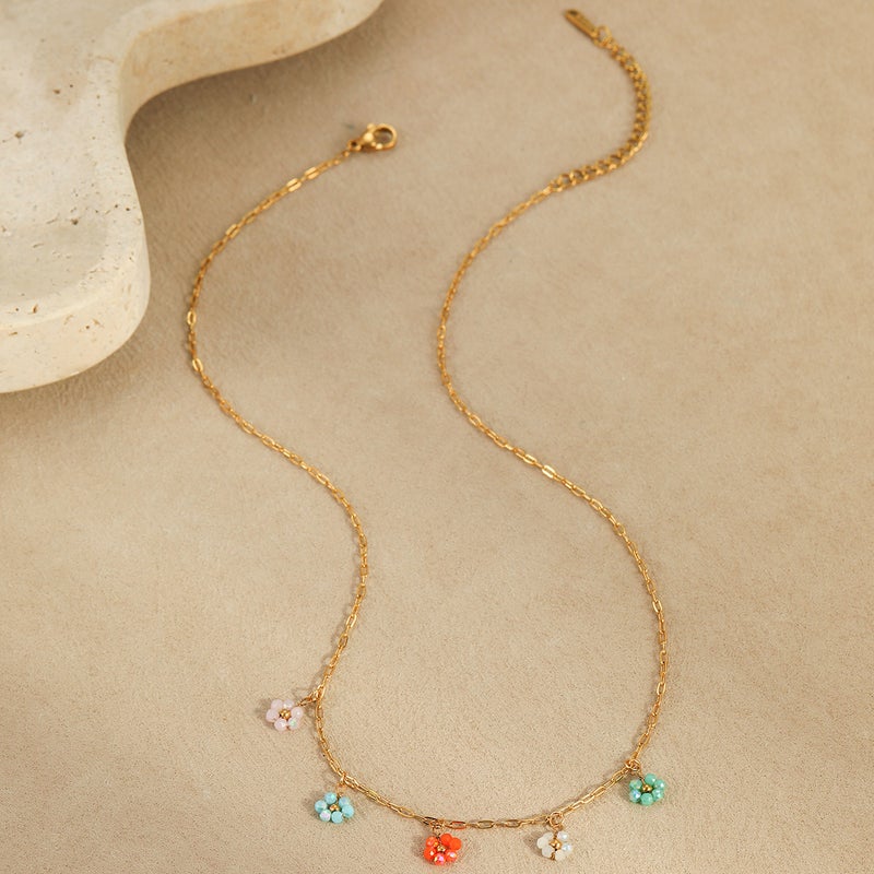 Summer Bohemian Style Handmade Beaded Flower Necklace Suit Seaside Holiday Fashion Accessories - Image 4