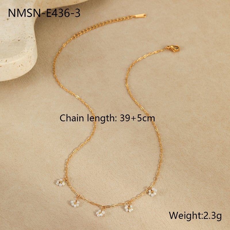 Summer Bohemian Style Handmade Beaded Flower Necklace Suit Seaside Holiday Fashion Accessories - Image 1