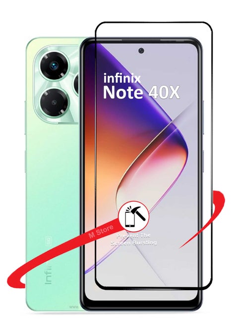 واقي شاشة لهاتف Infinix Note 40x 5G - واقي شاشة من الزجاج المقوى من الحافة إلى الحافة، شفافية عالية، لمسة دقيقة، مضاد للانفجار، حواف مقوسة ناعمة، تركيب سهل