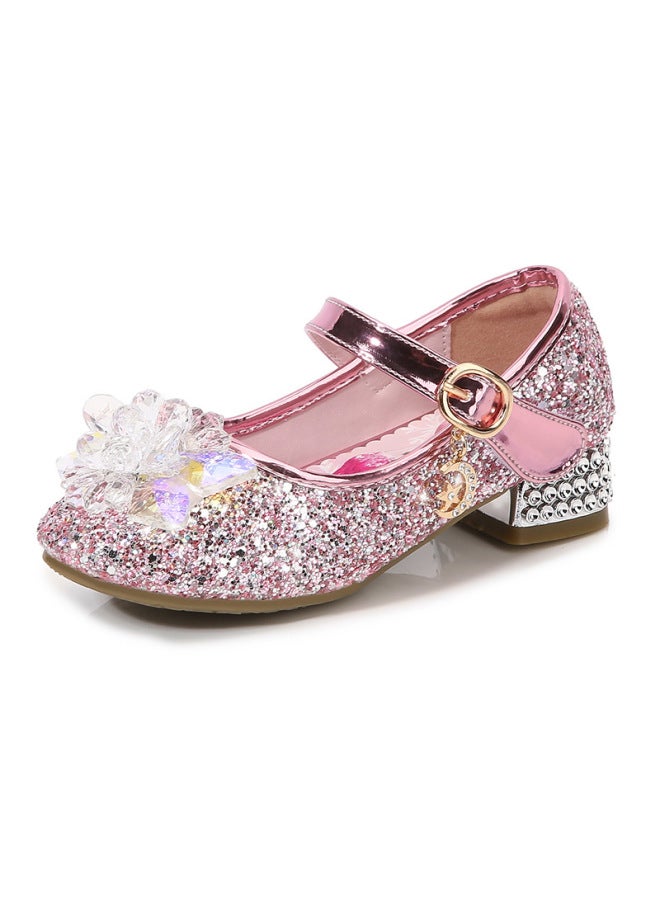 Girls' High Heels  Spring Children's Princess Crystal Leather Shoes For Older Children, Little Girls' Low-top Single Shoes