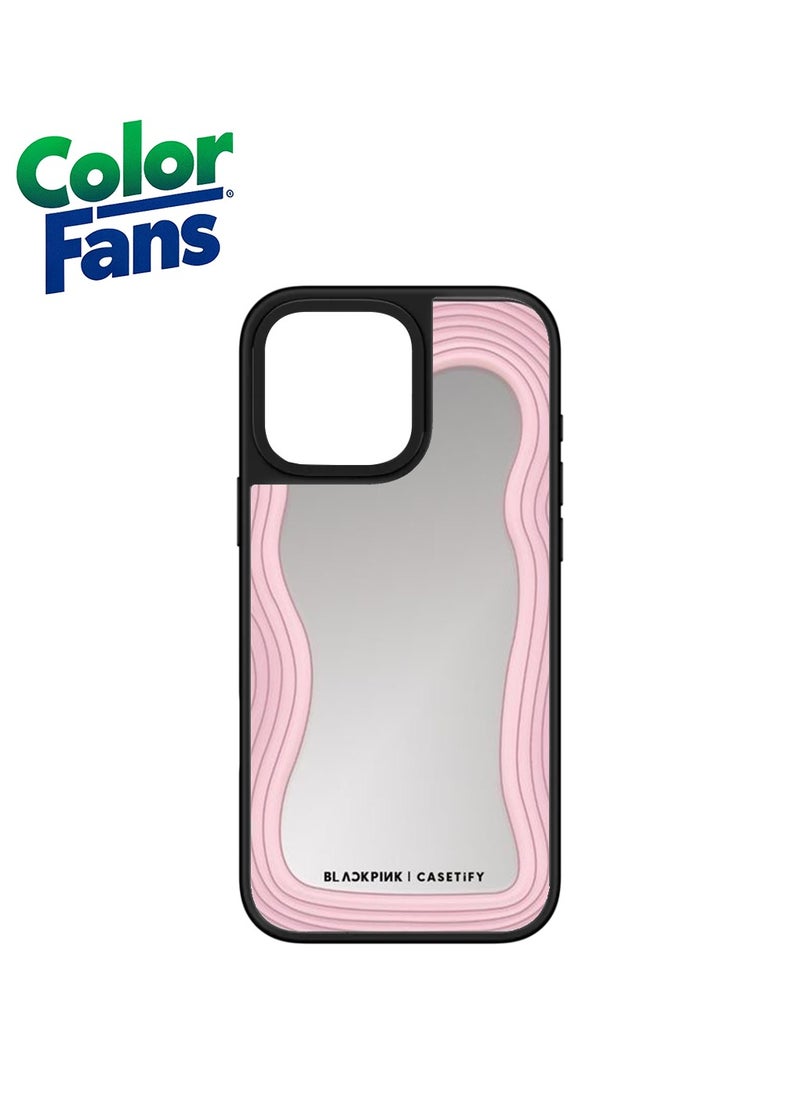 Color Fans - iPhone 12 Pro Max Elegant Wavy Mirror Case  - Soft Pink Waves - Image 1