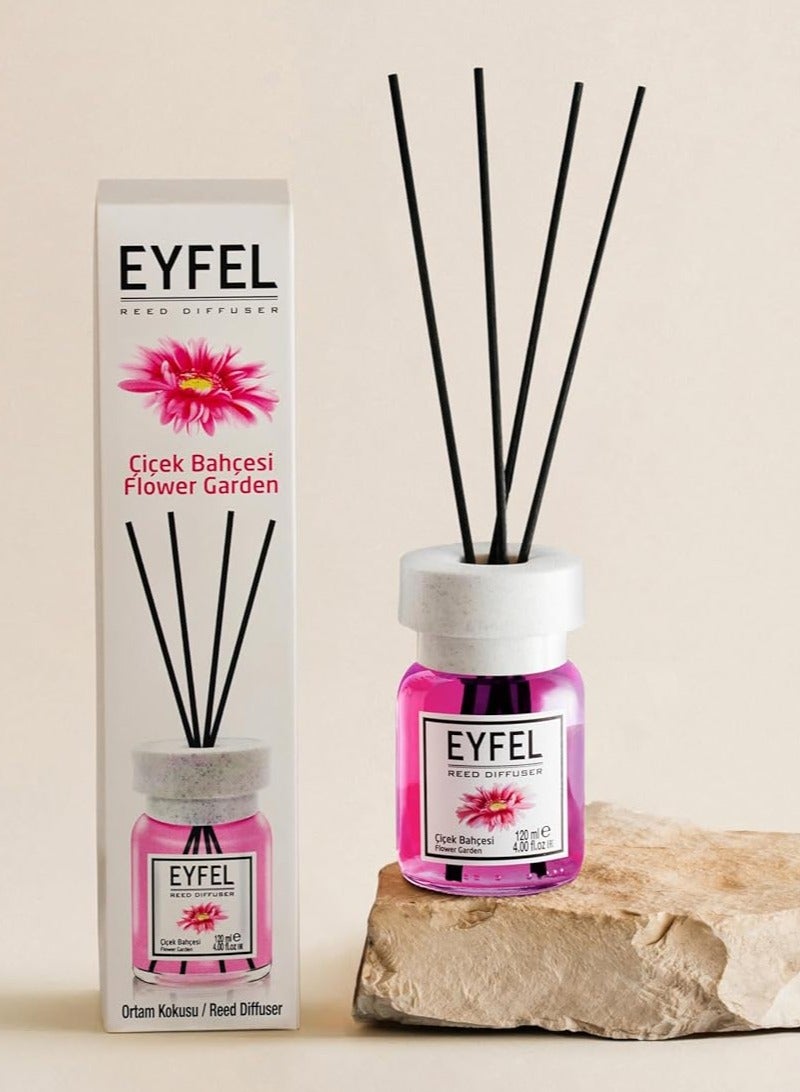 EYFEL Flower Garden Reed Diffuser Set – 120ML Premium Long-Lasting Home Fragrance with Elegant Diffuser Sticks for Bathrooms, Living Spaces, Offices, Shops & Showrooms  - Image 2