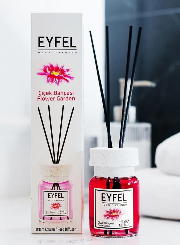 EYFEL Flower Garden Reed Diffuser Set – 120ML Premium Long-Lasting Home Fragrance with Elegant Diffuser Sticks for Bathrooms, Living Spaces, Offices, Shops & Showrooms  - Image 4