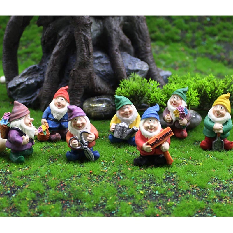 MAOMIA Miniature Gnome Figurines 6 Pcs Fairy Garden Gnome Statues Micro Landscape Decoration Plant Flower Pots OrnamentsRandom 6