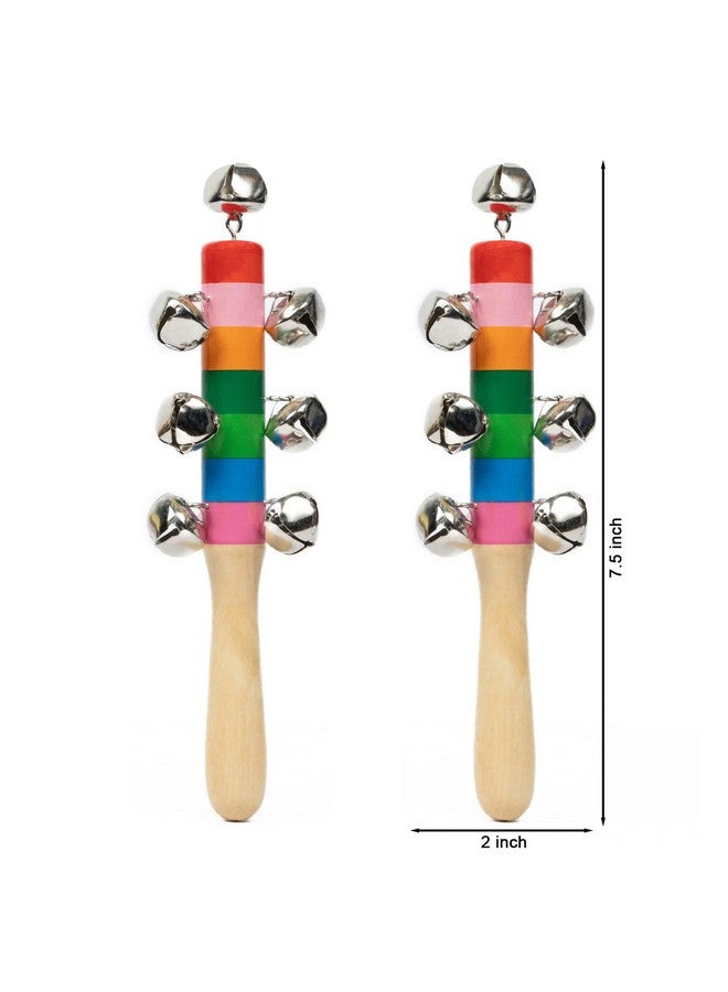 Toolart® Non Toxic Colorful Wooden Baby Rattle Toy - Set of 4 (Jingle Bell) (Color May Vary) - Image 2