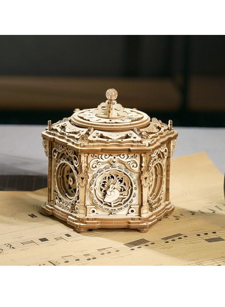 إم مياويان صندوق موسيقى أحجية خشبي ثلاثي الأبعاد (الحديقة السرية) - مجموعة نماذج للبالغين صندوق مجوهرات موسيقي دوار لتخزين تذكار عتيق، هدية للمراهقين/النساء/الرجال - Image 4