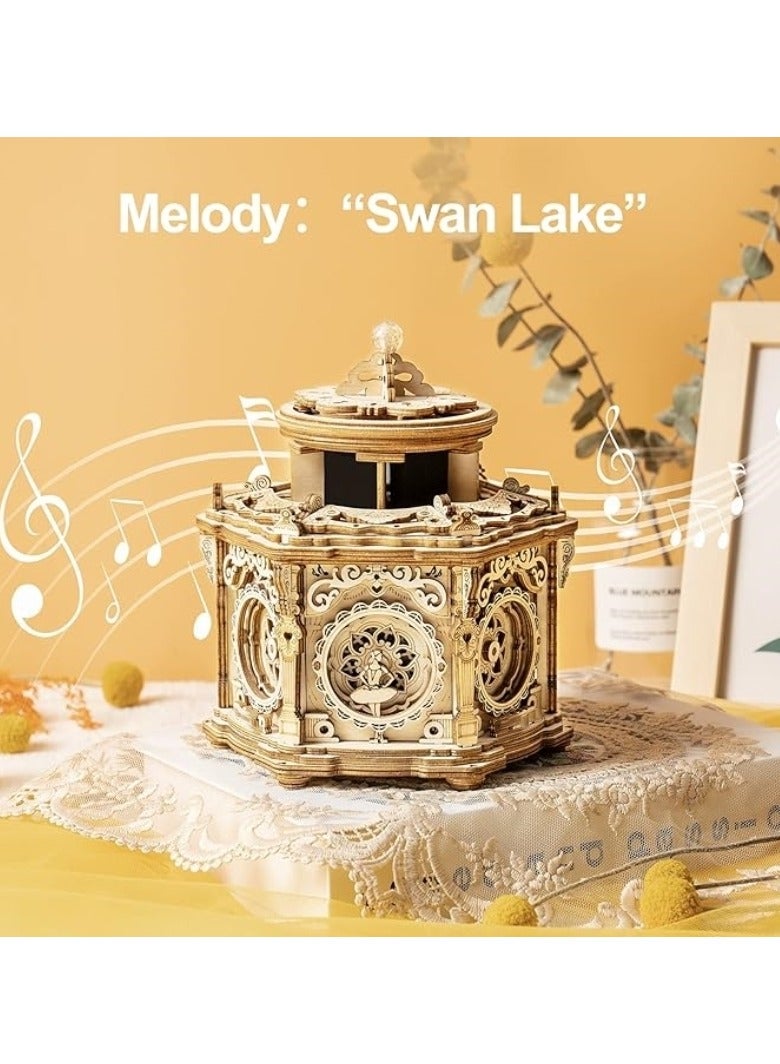 إم مياويان صندوق موسيقى أحجية خشبي ثلاثي الأبعاد (الحديقة السرية) - مجموعة نماذج للبالغين صندوق مجوهرات موسيقي دوار لتخزين تذكار عتيق، هدية للمراهقين/النساء/الرجال - Image 5