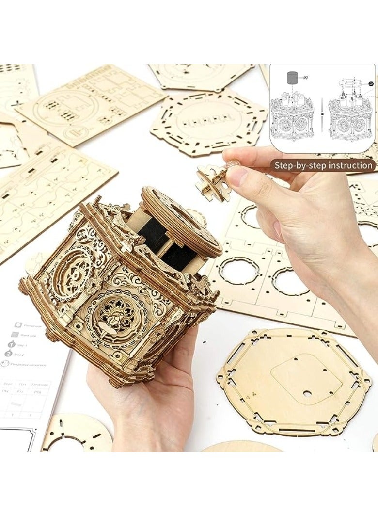 إم مياويان صندوق موسيقى أحجية خشبي ثلاثي الأبعاد (الحديقة السرية) - مجموعة نماذج للبالغين صندوق مجوهرات موسيقي دوار لتخزين تذكار عتيق، هدية للمراهقين/النساء/الرجال - Image 3