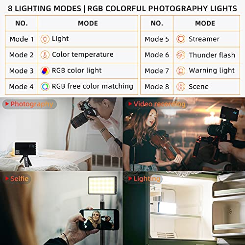weeylite RGB LED Video Light, Portable Small LED On Camera Light with Tripod and Phone Holder, Full Color 2500-8500K Photography Lights Panel for YouTube Lighting Video Recording TikTok Vlogging - Image 5