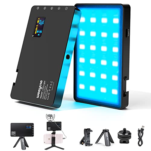 weeylite RGB LED Video Light, Portable Small LED On Camera Light with Tripod and Phone Holder, Full Color 2500-8500K Photography Lights Panel for YouTube Lighting Video Recording TikTok Vlogging - Image 1