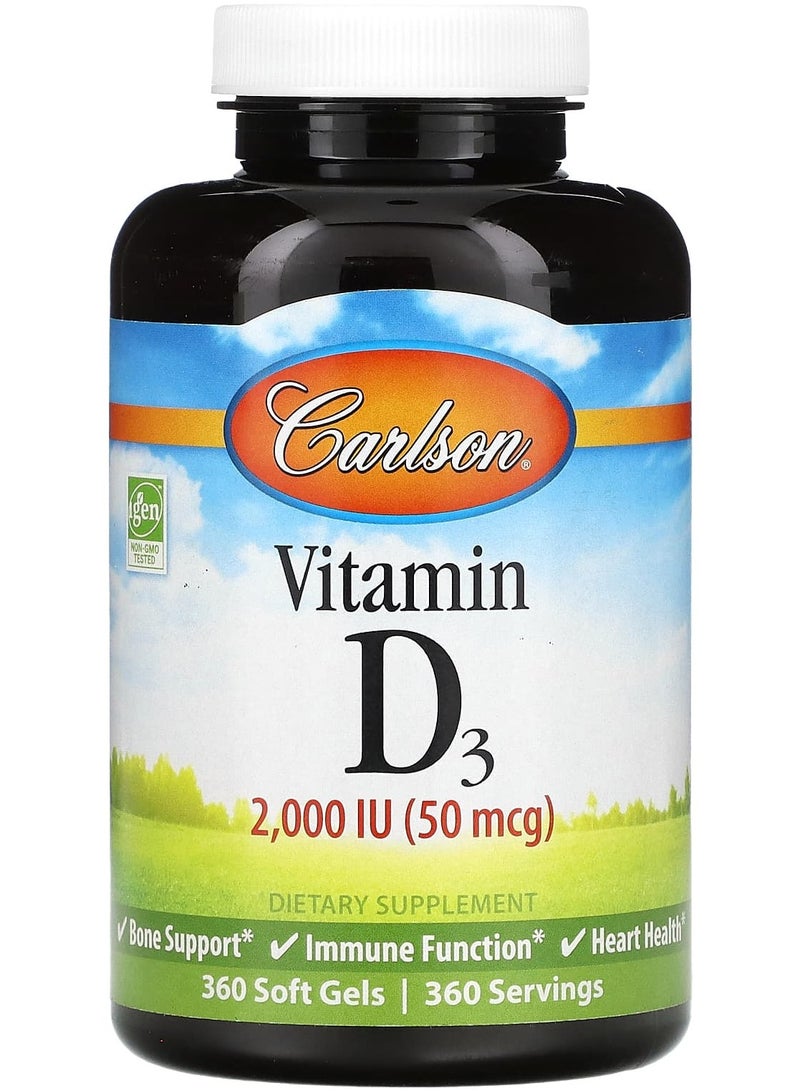 Vitamin D3, 50 mcg (2,000 IU), 360 Soft Gels
