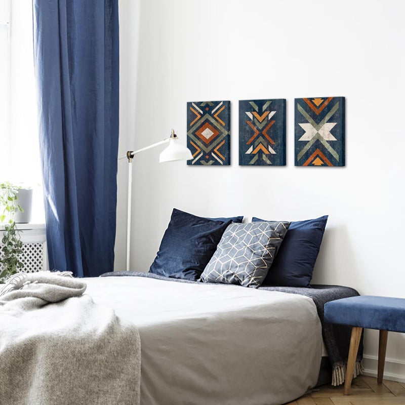 LevvArts Aztec Wall Decor Native American Navajo Tribal Painting Vintage Western Home Decor Southwestern Boho Bedroom Bathroom Living Room Decorations (Blue) - Image 5