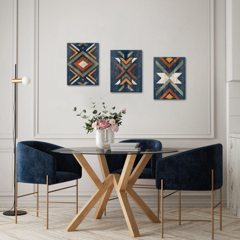 LevvArts Aztec Wall Decor Native American Navajo Tribal Painting Vintage Western Home Decor Southwestern Boho Bedroom Bathroom Living Room Decorations (Blue) - Image 3