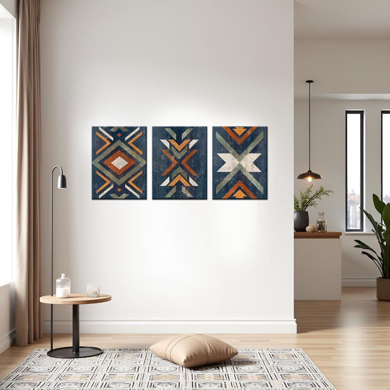 LevvArts Aztec Wall Decor Native American Navajo Tribal Painting Vintage Western Home Decor Southwestern Boho Bedroom Bathroom Living Room Decorations (Blue) - Image 2