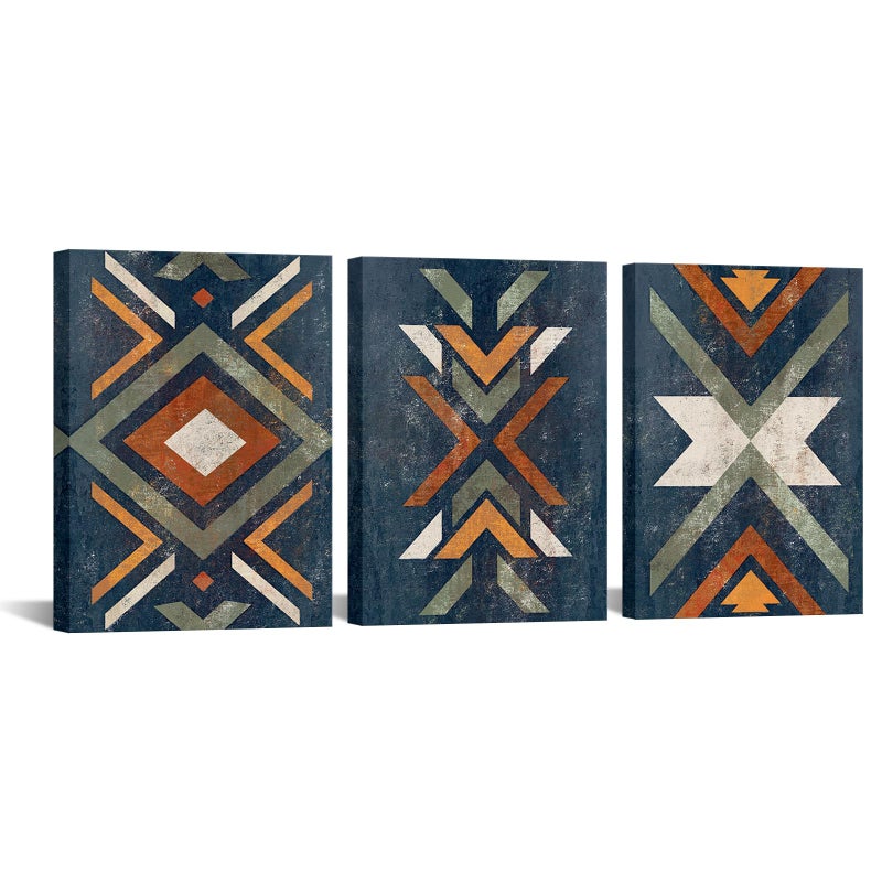 LevvArts Aztec Wall Decor Native American Navajo Tribal Painting Vintage Western Home Decor Southwestern Boho Bedroom Bathroom Living Room Decorations (Blue) - Image 1