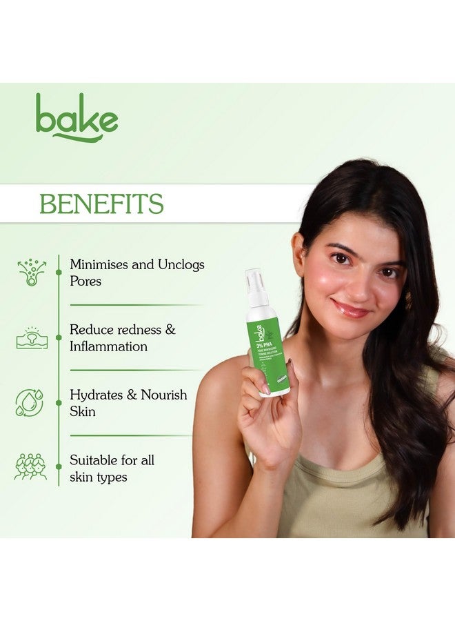 BAKE 3% PHA Toner with Gluconolactone & Niacinamide for Minimising & Tightening Open Pores, Acne & Oil Control | For All Skin Types | 100ml - Image 2