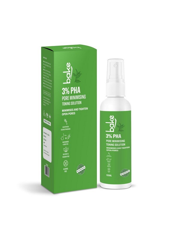 BAKE 3% PHA Toner with Gluconolactone & Niacinamide for Minimising & Tightening Open Pores, Acne & Oil Control | For All Skin Types | 100ml - Image 1