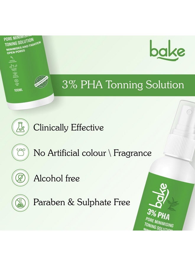 BAKE 3% PHA Toner with Gluconolactone & Niacinamide for Minimising & Tightening Open Pores, Acne & Oil Control | For All Skin Types | 100ml - Image 3