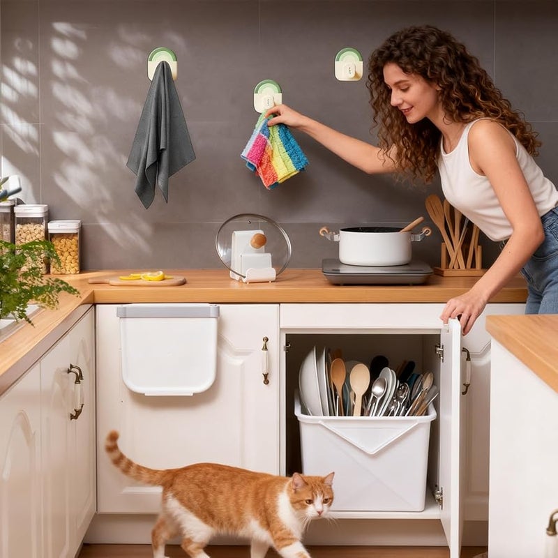 Green Sticky Hooks 3 Pack Strong Adhesive Wall Hangers for Towels Coats Keys Clothes Bathroom Kitchen Door - Image 5